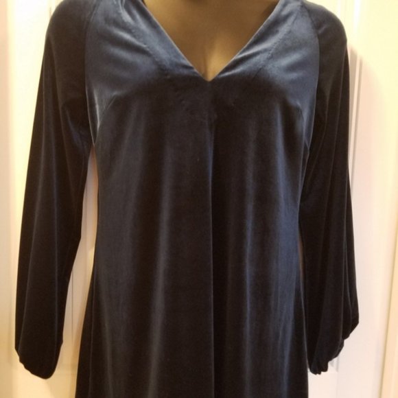 FREE PEOPLE V NECK DRESS MINI BLUE SHIFT SMALL - Picture 5 of 8